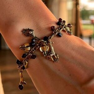 Gold & Black Elephant/Giraffe Charm Bracelet